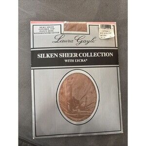 Vintage Laura Gayle Silky Sheer Control Top Pantyhose Natural Size XL Reinforced